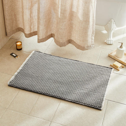 TYUU Waffle Bath Mat, Boho Bathroom Rugs Non Slip Washable, 30x20 Khaki