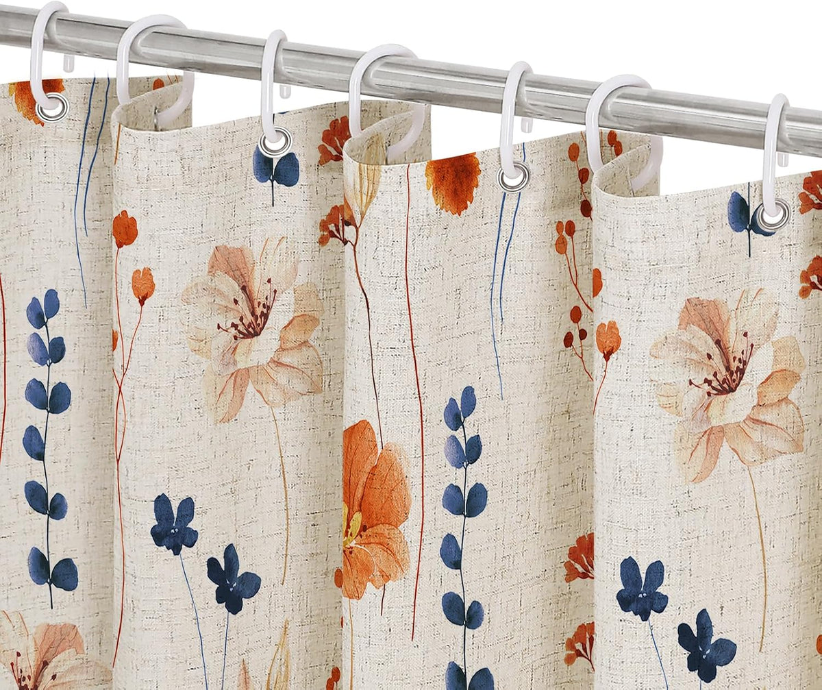 Gibelle Sage Green Beige Watercolor Floral Fabric Shower Curtain 72x72