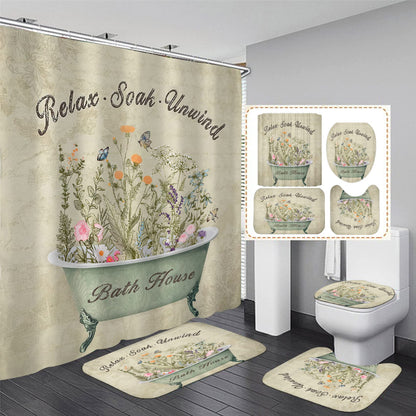 Nkzply 4 Pcs Black Marble Shower Curtain Sets with Rugs Gold Bathroom Set