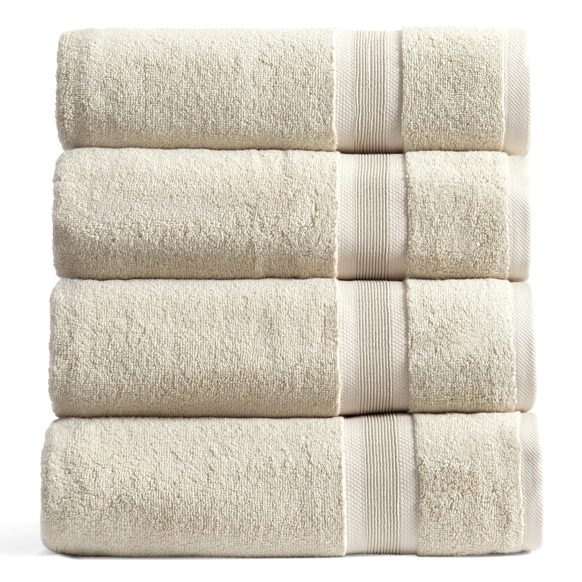 Springtree Home Luxury Bamboo Rayon Plush Bath Towel Set | 4-Pack | White