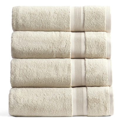 Springtree Home Luxury Bamboo Rayon Plush Bath Towel Set | 4-Pack | White