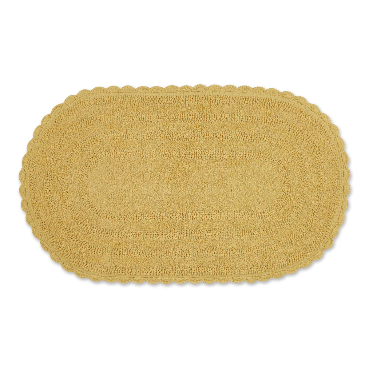 DII Crochet Collection Reversible Bath Mat, Small Oval, 17x24, White