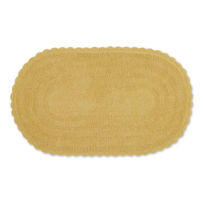 DII Crochet Collection Reversible Bath Mat, Small Oval, 17x24, White