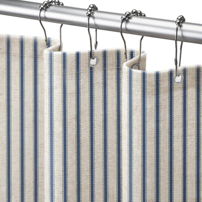 Farmhouse Striped Shower Curtain Taupe Vintage Linen Curtain 72"W X 72"L