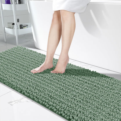 Yimobra Bathroom Rugs Non-Slip Washable – Extra Soft & Absorbent Chenille Bath Mat, Quick-Dry Plush Shaggy Floor & Vanity Bath Rugs for Tub & Shower, Modern Home Decor Accessories, 24 x 17, Grey