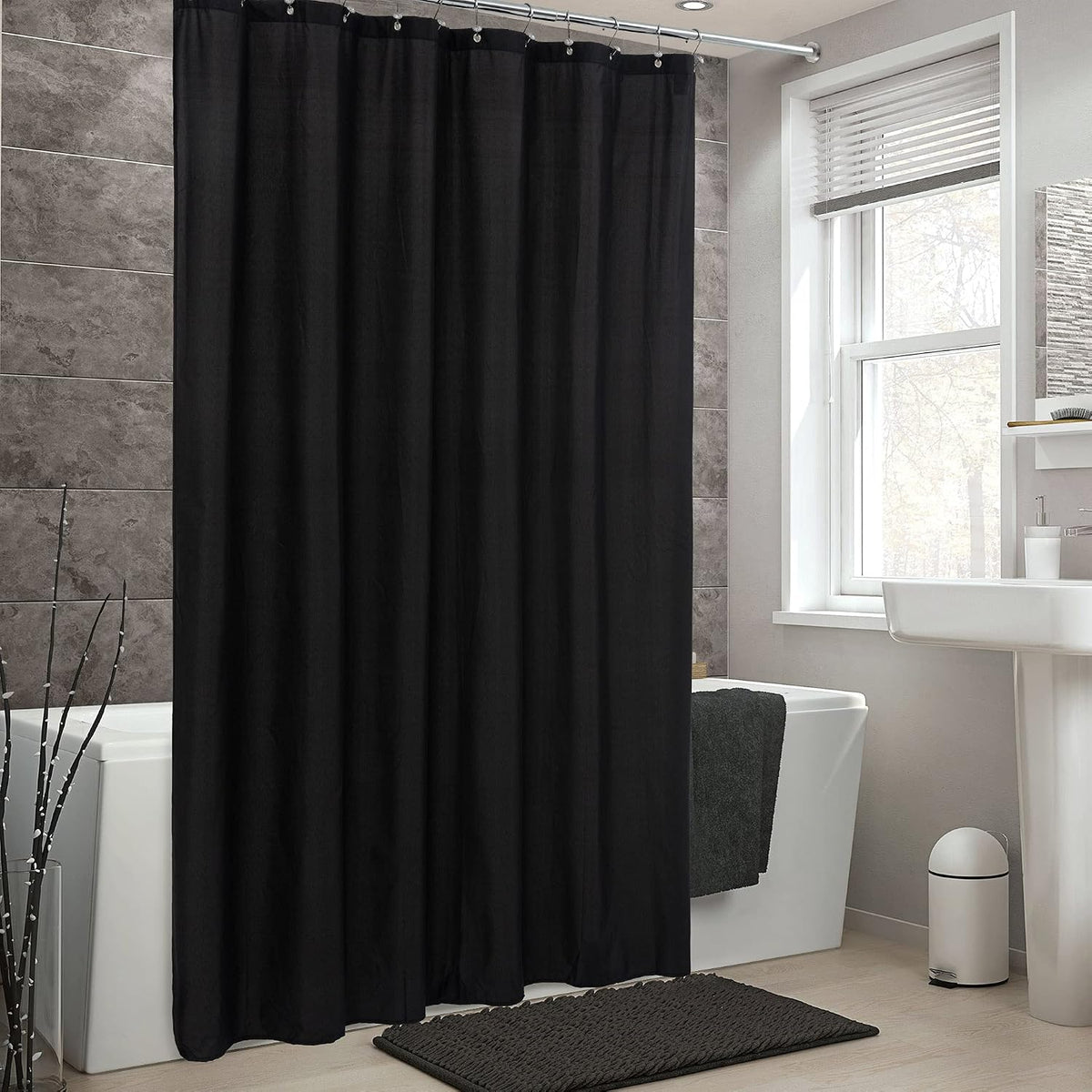 ALYVIA SPRING Waterproof Fabric Shower Curtain or Liner Black, 72x72