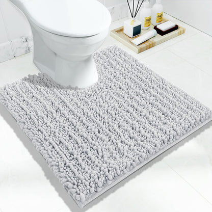 Yimobra Bathroom Rugs Non-Slip Washable – Extra Soft & Absorbent Chenille Bath Mat, Quick-Dry Plush Shaggy Floor & Vanity Bath Rugs for Tub & Shower, Modern Home Decor Accessories, 24 x 17, Grey