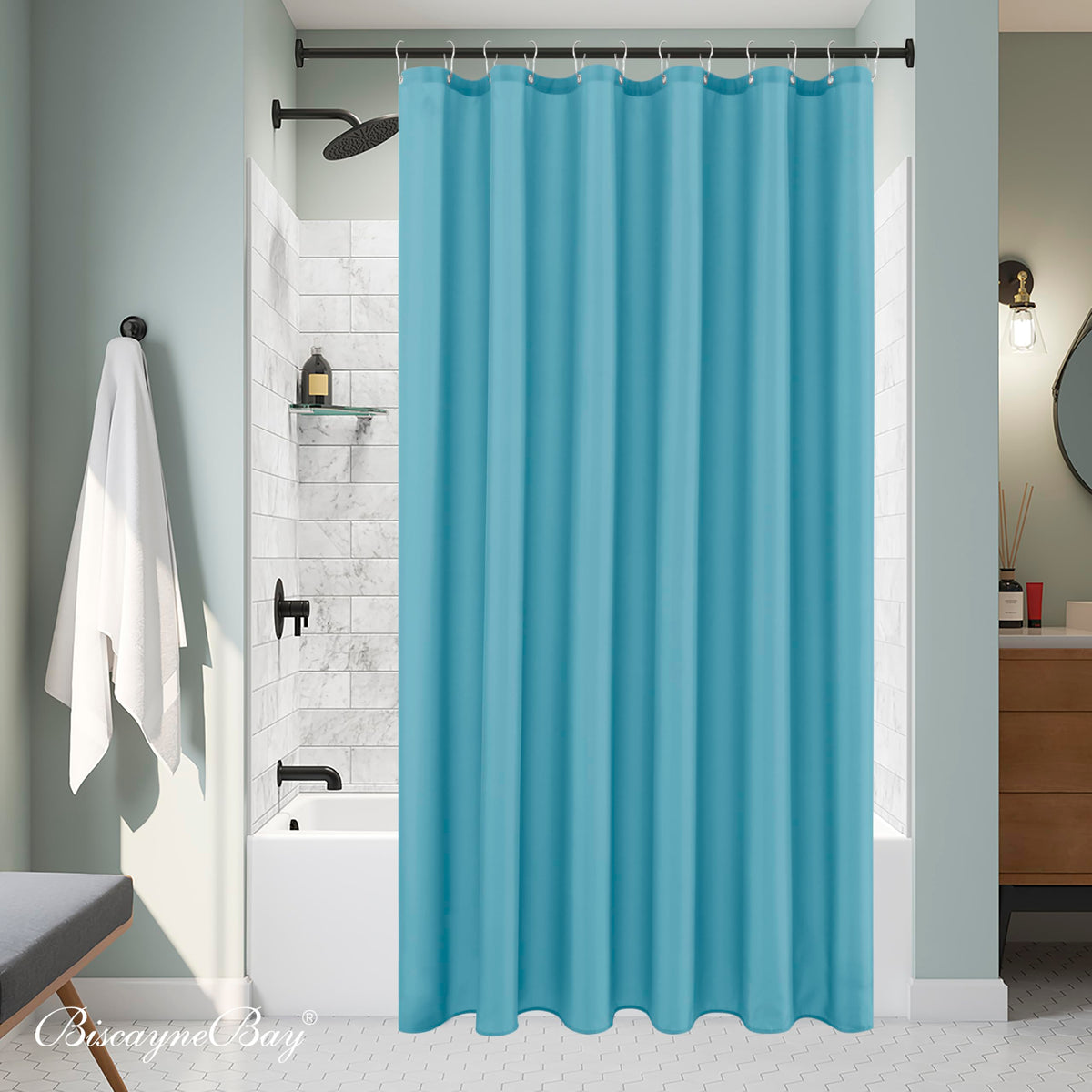 Fabric Shower Curtain Liner 72x72 Inch-White Standard Size Shower Liners