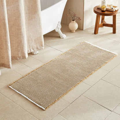TYUU Waffle Bath Mat, Boho Bathroom Rugs Non Slip Washable, 30x20 Khaki