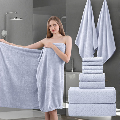 Ycosy 8-Piece Bath Towels Set,2 Oversized Bath Sheet,2 Hand Towels and 4 Washcloths - 600 GSM Soft Microfiber Highly Absorbent Quick Dry Shower Towel Collection for Bathroom Hotel and Spa,Mint Green