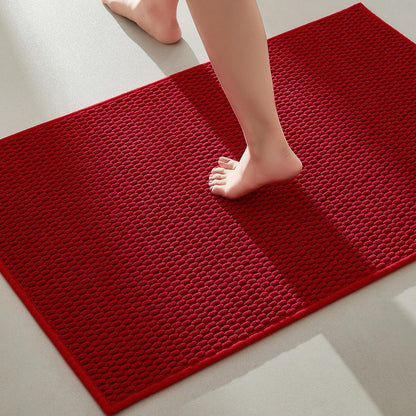 TYUU Bathroom Rugs Non Slip Washable, Super Absorbent Thin Bath Mat Small Quick Dry Low Pile Bathroom Rug, White 16"x24" / 1'4" x 2'