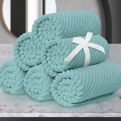 VOOVA & MOVAS 6PC Towel Set, 100% Cotton, Aqua Teal