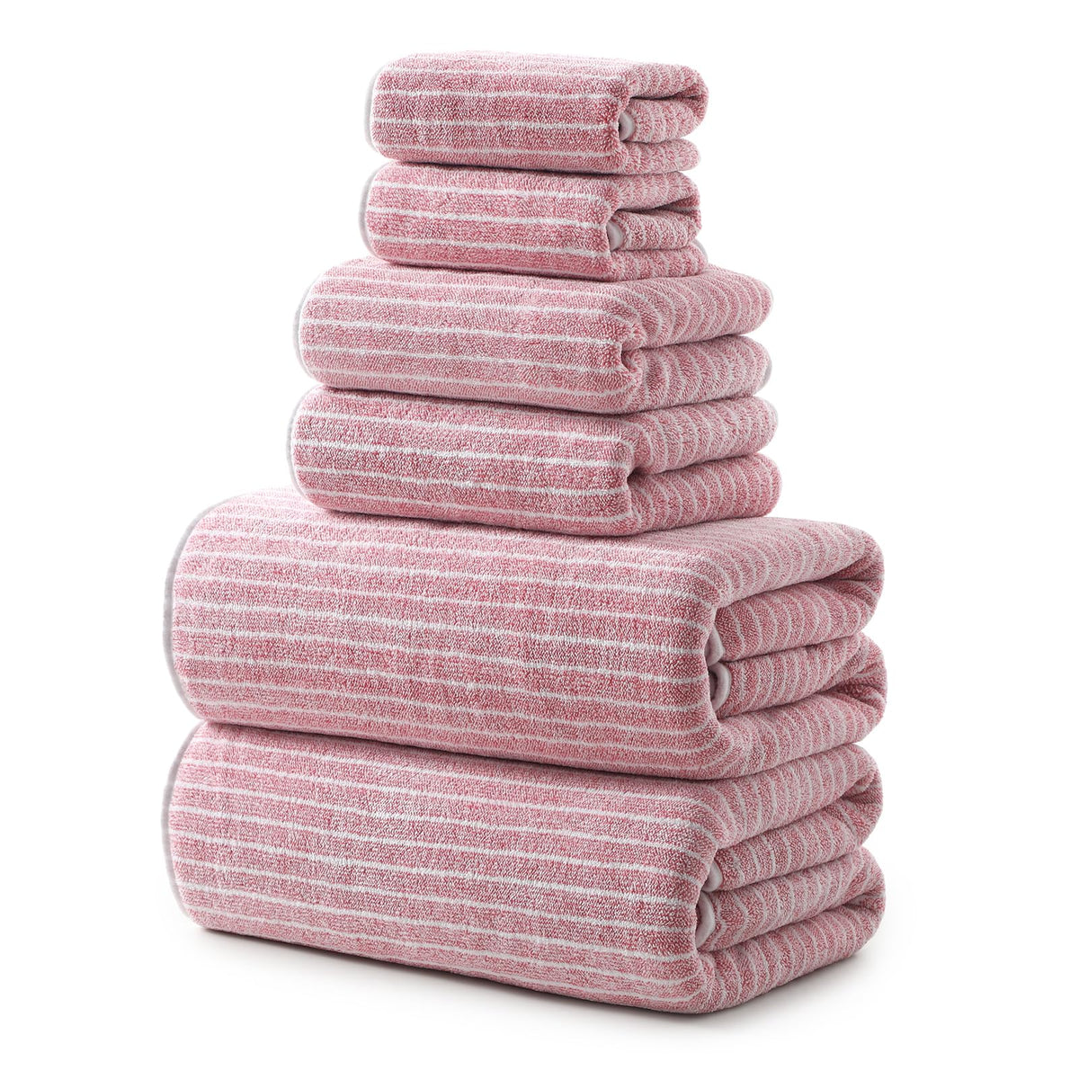 REDKISS 6-Piece Microfiber Bath Towel Set, Ultra Soft, Highly Absorbent & Quick Dry, 35x70 Inch Oversized, Light Gray Towels for Bathroom, Spa, Gym, 2 Bath 2 Hand 2 Washcloths