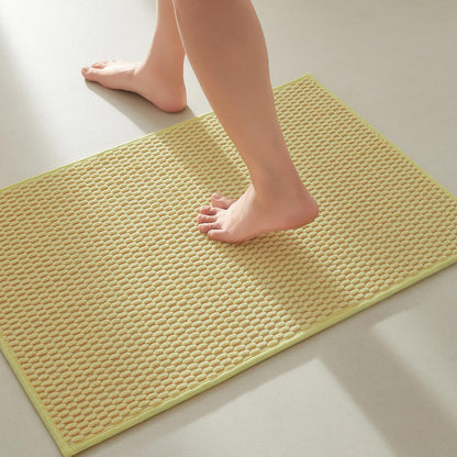 TYUU Bathroom Rugs Non Slip Washable, Super Absorbent Thin Bath Mat Small Quick Dry Low Pile Bathroom Rug, White 16"x24" / 1'4" x 2'