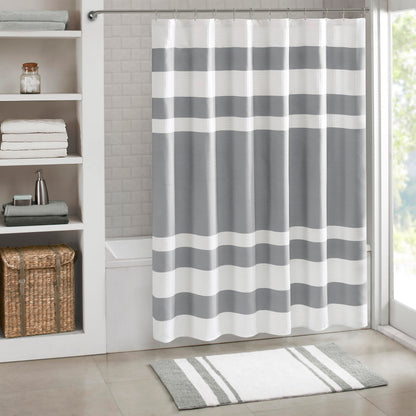 Madison Park Spa Waffle Shower Curtain for Bathroom, 72 x 72, Grey