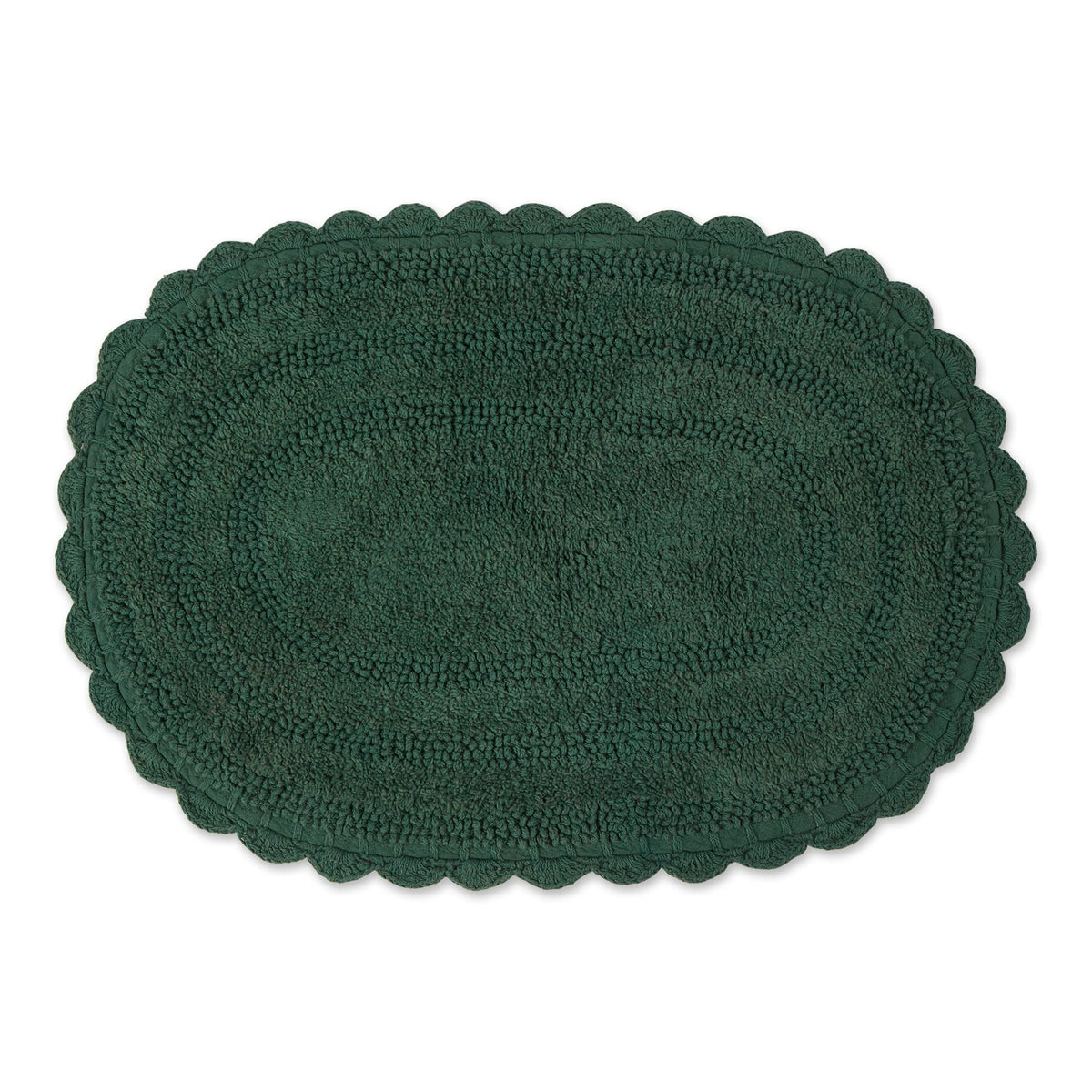 DII Crochet Collection Reversible Bath Mat, Small Oval, 17x24, White