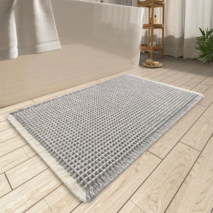 Upgraded Waffle Bath Mat Ultra Absorbent Non Slip Bathroom Mat, 17" x 24"