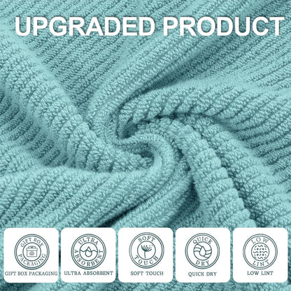 VOOVA & MOVAS 6PC Towel Set, 100% Cotton, Aqua Teal