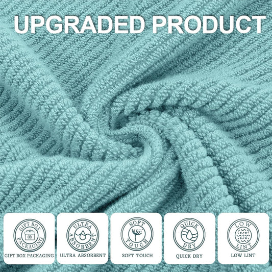 VOOVA & MOVAS 6PC Towel Set, 100% Cotton, Aqua Teal