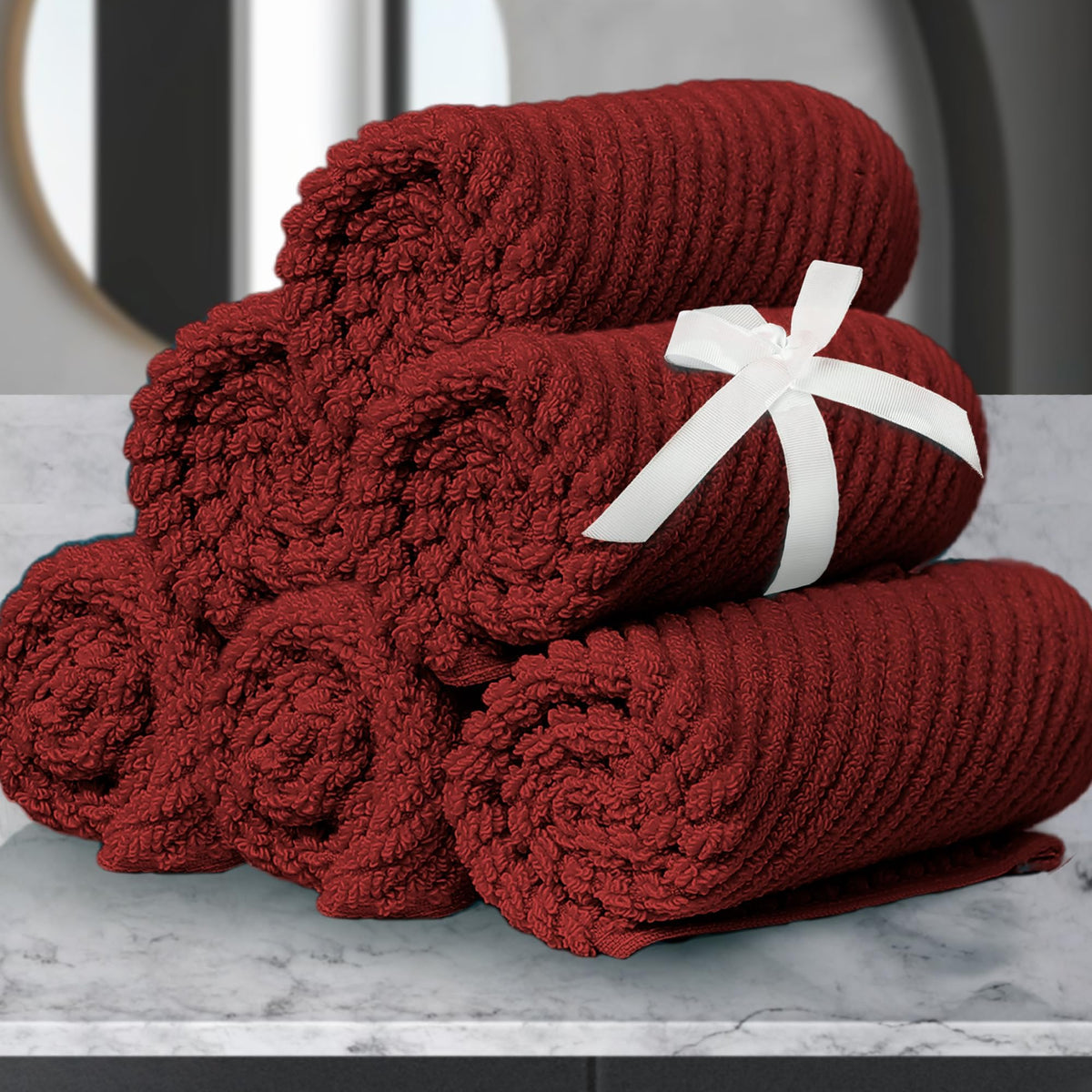 VOOVA & MOVAS 6PC Towel Set, 100% Cotton, Aqua Teal
