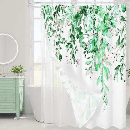 Gibelle 3 in 1 Shower Curtain Set, Grey Eucalyptus Curtain 72x72