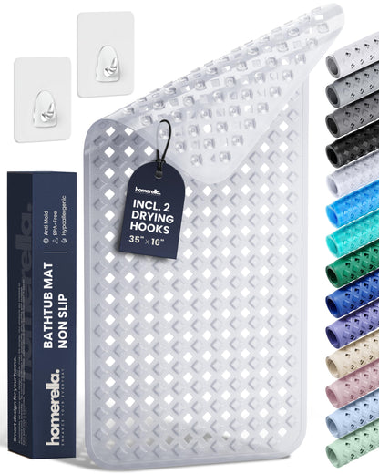 homerella Bathtub Mat Non Slip 35x16 Shower Mat Non Slip Anti Mold BPA Free