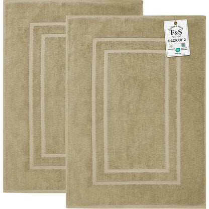 Feather & Stitch 100% Cotton Bath Mats 2 Piece 30x21 Inches, Grey