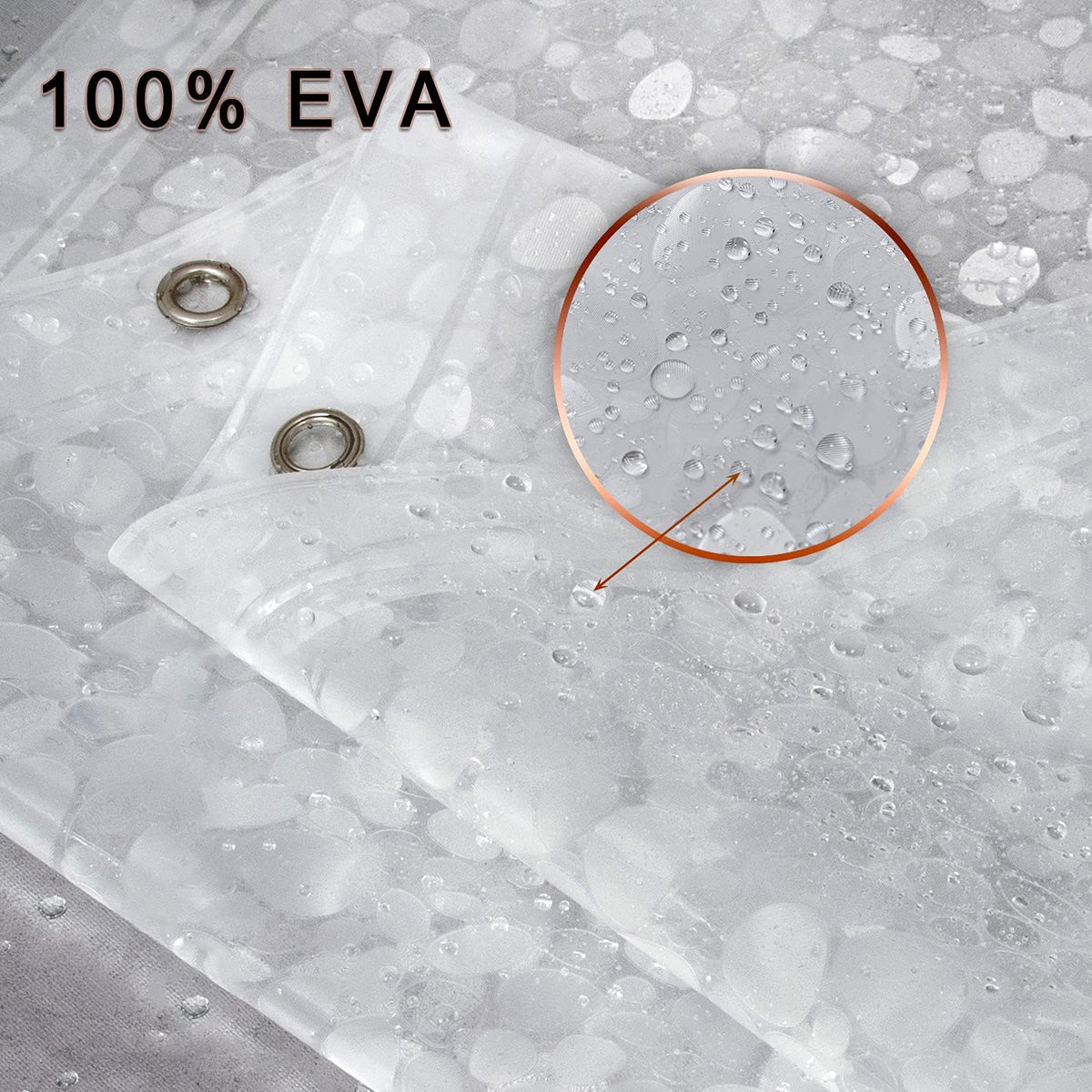 Bostofy Waterproof Shower Curtain Liner 8G EVA Thick Shower Curtain with Heavy Duty 3 Bottom Magnets, Shower Liner for Shower Stall, Bathtubs, 3D Pebble Pattern, 72 x 72,12 Hooks
