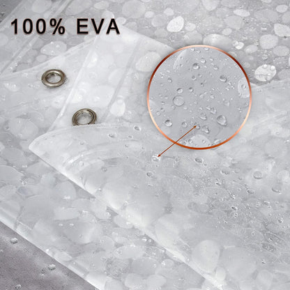 Bostofy Waterproof Shower Curtain Liner 8G EVA Thick Shower Curtain with Heavy Duty 3 Bottom Magnets, Shower Liner for Shower Stall, Bathtubs, 3D Pebble Pattern, 72 x 72,12 Hooks