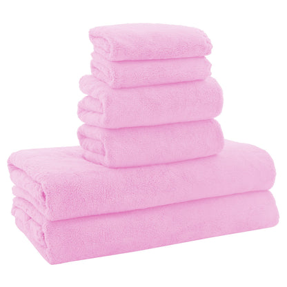 MOONQUEEN Ultra Soft Towel Set - Quick Drying - 2 Bath Towels 2 Hand Towels 2 Washcloths - Microfiber Coral Velvet Highly Absorbent Towel for Fitness, Bathroom, Sports, Yoga, Travel-Grey 6 Pcs