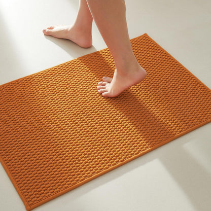 TYUU Bathroom Rugs Non Slip Washable, Super Absorbent Thin Bath Mat Small Quick Dry Low Pile Bathroom Rug, White 16"x24" / 1'4" x 2'