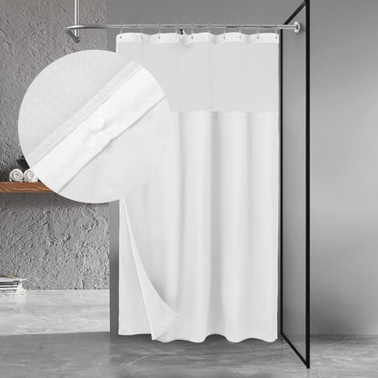 N&Y HOME Waffle Weave Shower Curtain with Snap-in Liner Set White, 71x72