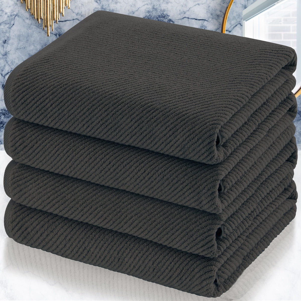 VOOVA & MOVAS 6PC Towel Set, 100% Cotton, Aqua Teal