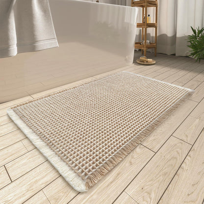 Upgraded Waffle Bath Mat Ultra Absorbent Non Slip Bathroom Mat, 17" x 24"