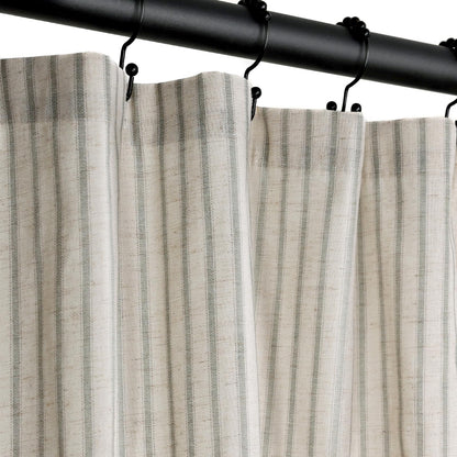 Farmhouse Striped Shower Curtain - 72x72 Inches, Linen Blend Fabric, Breathable & Machine Washable, Rustic Rust for Bathroom Decor (Hooks/Liner Not Included)