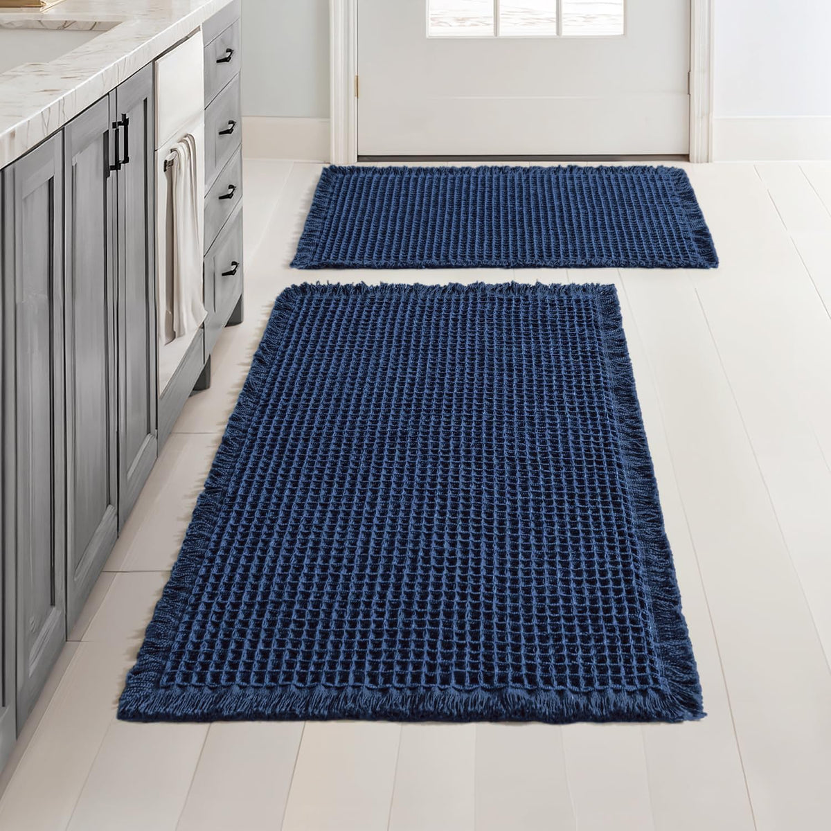 MIULEE Set of 2 Waffle Bathroom Rugs Boho Bath Mat Brown 18x30 Inch