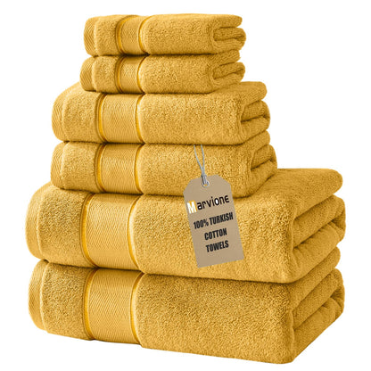 Marvione Bath Towels Set 6 Piece, 100% Turkish Cotton Luxury Towels