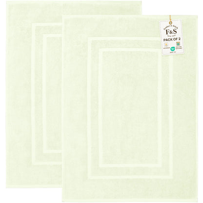 Feather & Stitch 100% Cotton Bath Mats 2 Piece 30x21 Inches, Grey