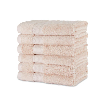 Amazon Basics 6-Piece Oversized Highly Absorbent Fade-Resistant Towel Set, 100% Cotton Towels for Bathroom, Soft, 2 Bath Towels, 2 Hand Towels, 2 Washcloths, White