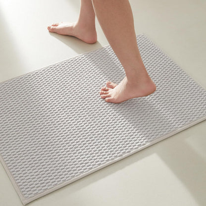 TYUU Bathroom Rugs Non Slip Washable, Super Absorbent Thin Bath Mat Small Quick Dry Low Pile Bathroom Rug, White 16"x24" / 1'4" x 2'