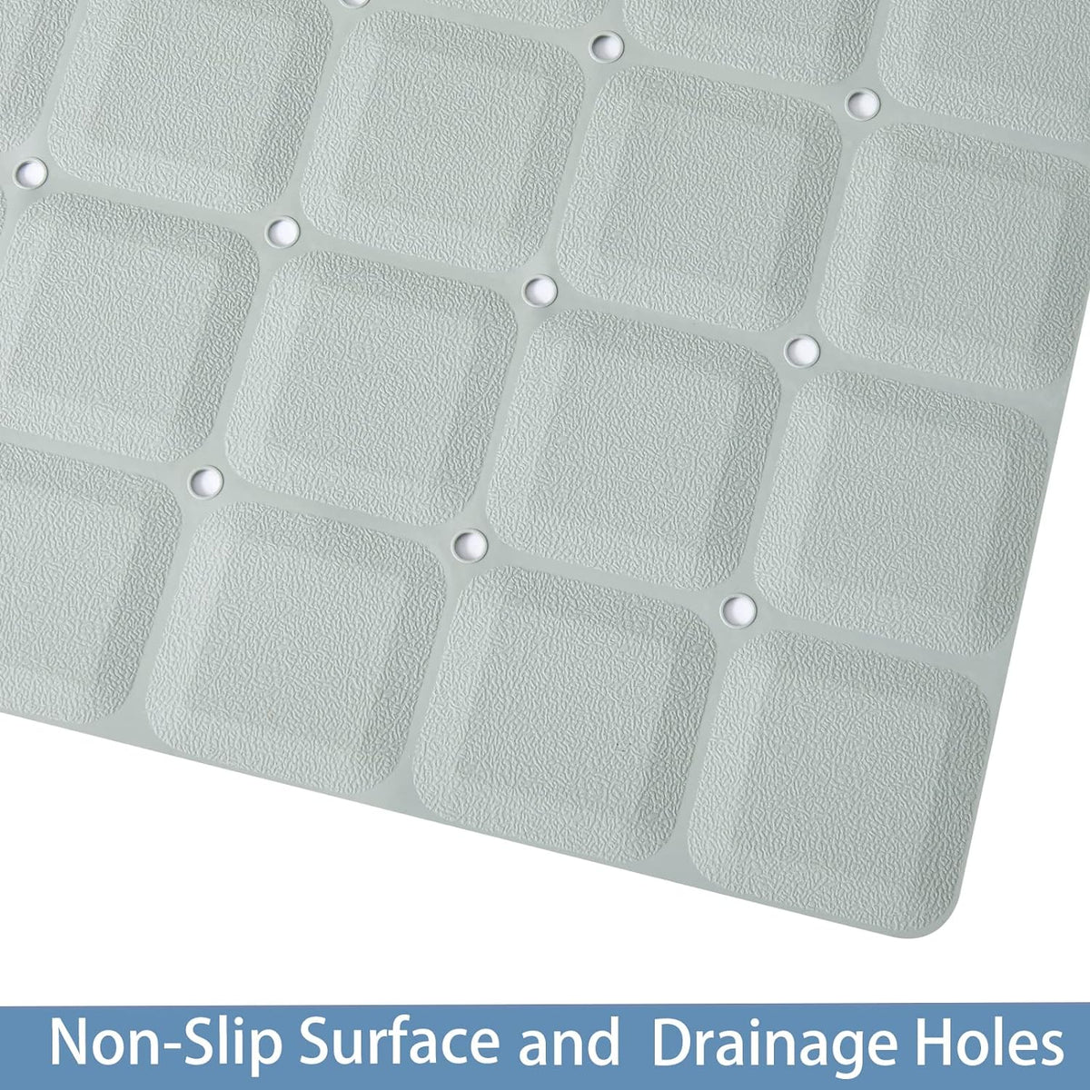 Webos Foldable Silicone Bathtub Mat: Jumbo Size Heavy Duty Safety Bath Mat for Tub Without Suction Cups Non Slip Bath & Shower Mat for Textured, Reglazed, Refinished Tub (Grey, 35.8 x 17.7)