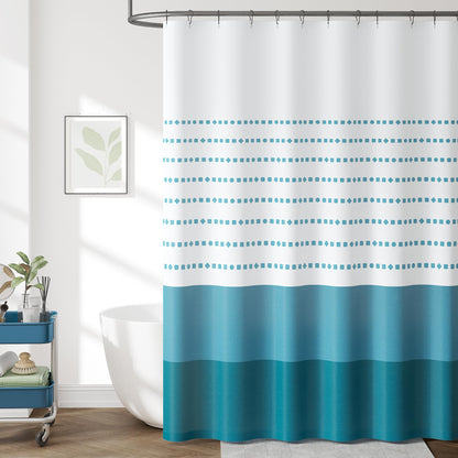 jinchan Ombre Ocean Blue Shower Curtain for Bathroom 70x72 Inch 12 Hooks