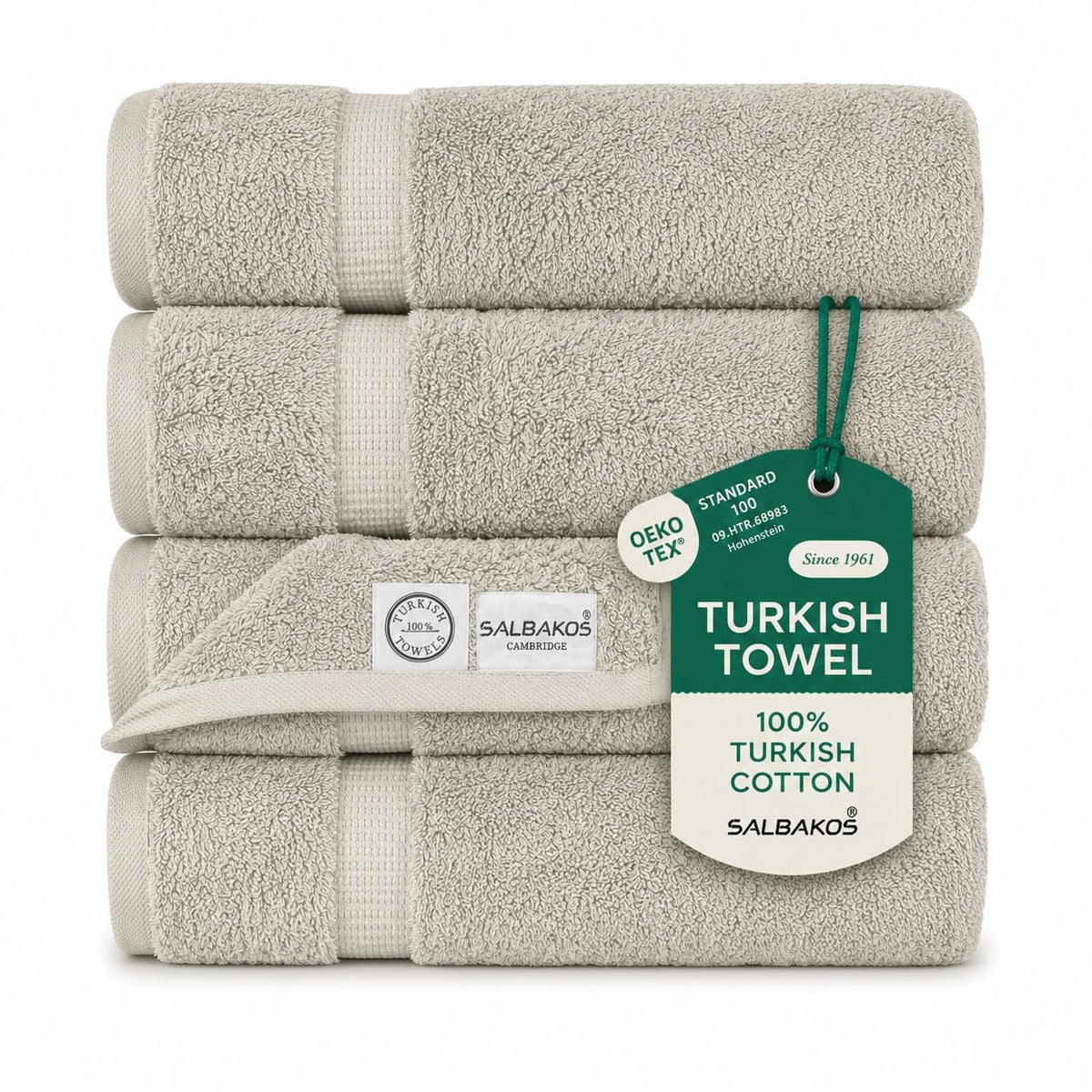 SALBAKOS 4-Piece 100% Turkish Cotton Bath Towels, 27x54 inch, White