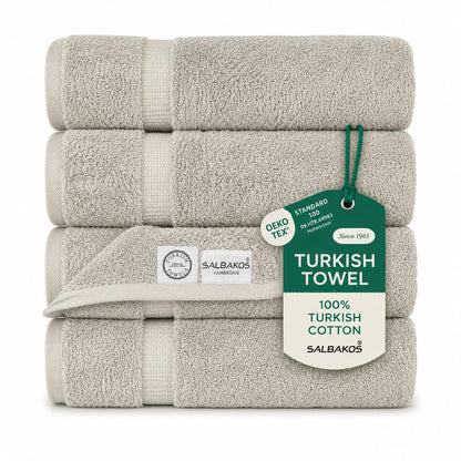 SALBAKOS 4-Piece 100% Turkish Cotton Bath Towels, 27x54 inch, White