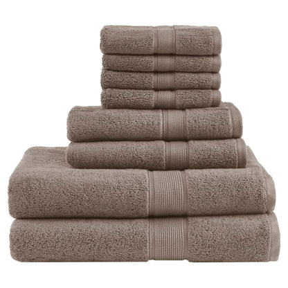 Madison Park 800GSM 100% Cotton Bathroom Bath Towel Set of 8, Natural