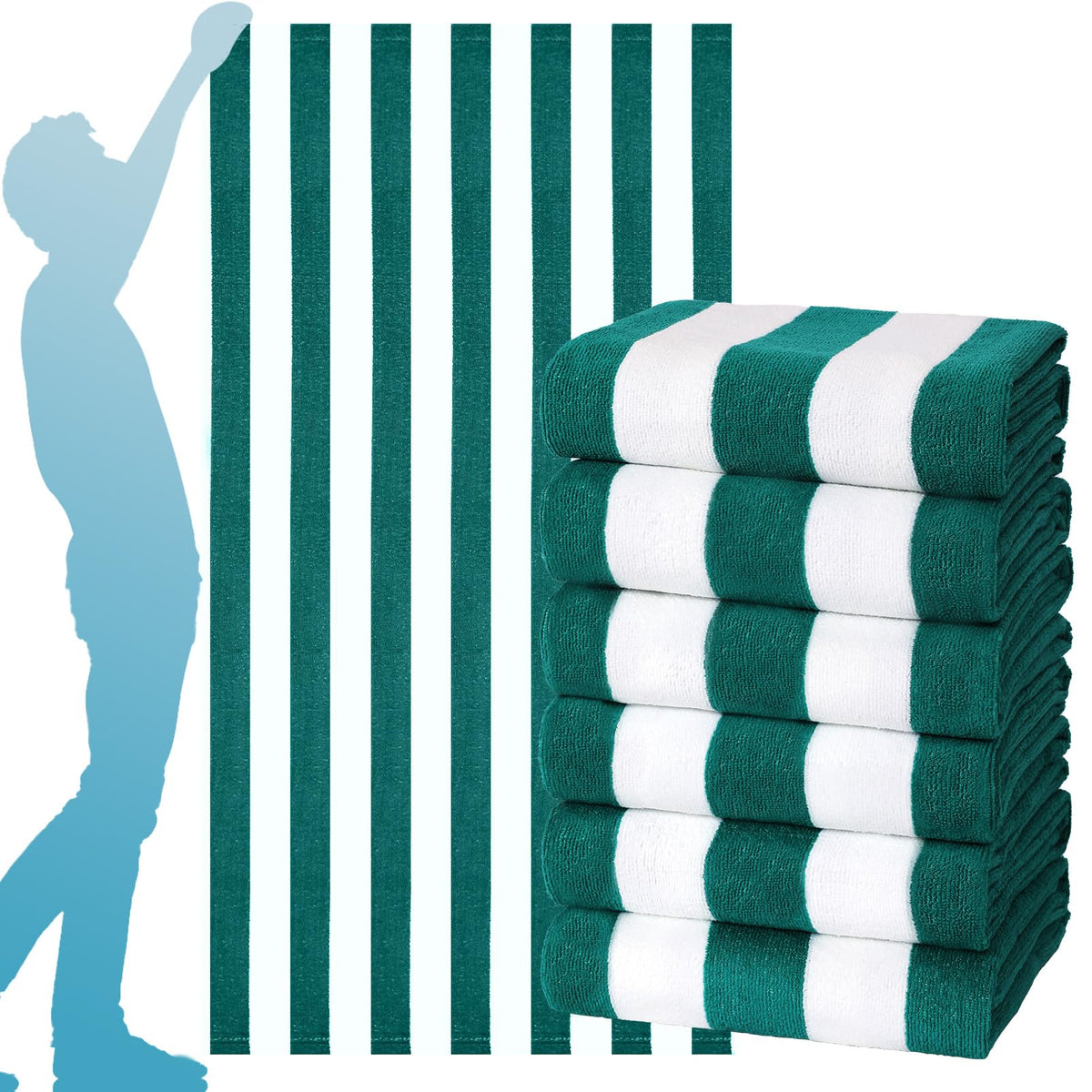 Genovega 6 Packs Oversized 72x40 Inch Stripe Beach Towel Thin Terry Set XL Big Extra Large Accessories Essentials Soft Clearance Super Pool Travel Bath Swim Camping Towels Bulk Men Women Adults Gift