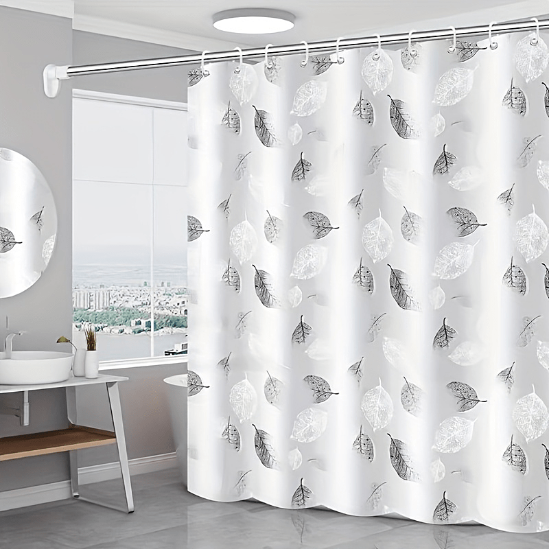 Fresh Leaf High-End Bathroom Shower Curtain, Thickened Shower Curtain, Bathroom Partition Door Curtain, Shower Curtain, Shower Cover, Shower Room Partition, Geometric Printed Shower Curtain