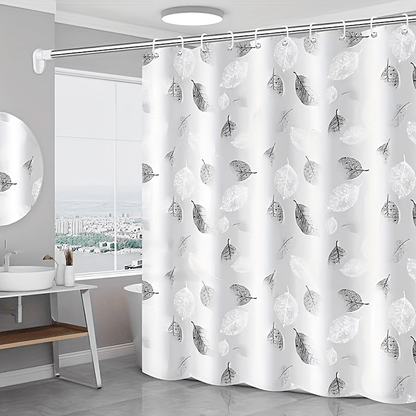 Fresh Leaf High-End Bathroom Shower Curtain, Thickened Shower Curtain, Bathroom Partition Door Curtain, Shower Curtain, Shower Cover, Shower Room Partition, Geometric Printed Shower Curtain