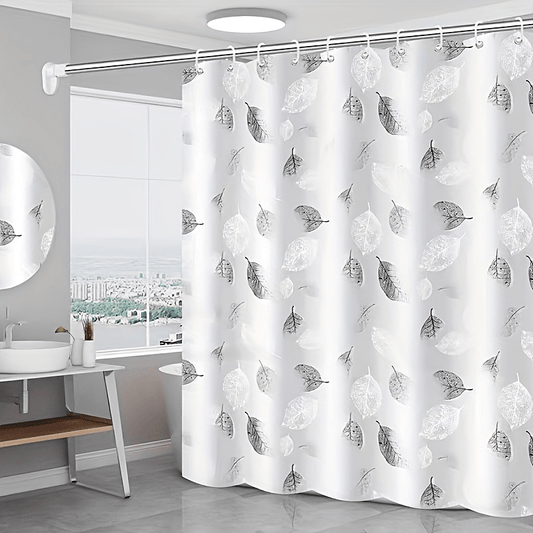 Fresh Leaf High-End Bathroom Shower Curtain, Thickened Shower Curtain, Bathroom Partition Door Curtain, Shower Curtain, Shower Cover, Shower Room Partition, Geometric Printed Shower Curtain
