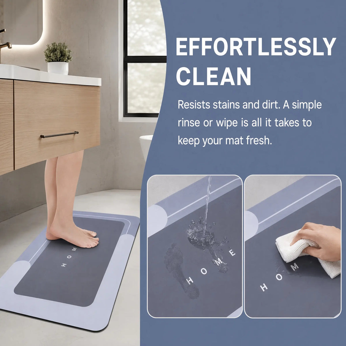 3-Piece Diatomite Bath Mat Set, Aesthetic Water-Absorbent Quick-Drying Non-Slip Rugs, Home Supplies for Bathroom Decor & Entryway, Bathroom Rugs, Rubber